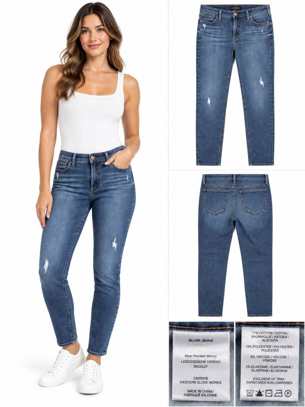 Silver Jeans Co W33 L27 Most Wanted Skinny Jeans Stretch